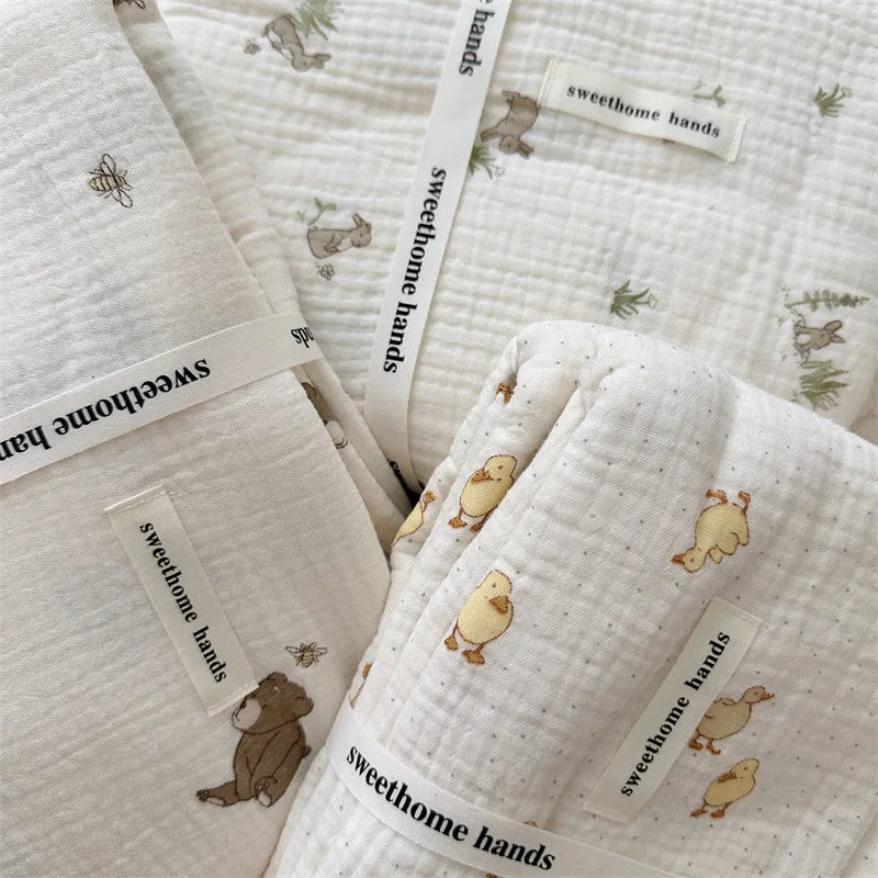 Couverture et Coussin en Mousseline Premium pour Tout-Petits avec Jolis Imprimés - bébémerveille