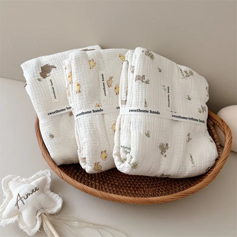 Couverture et Coussin en Mousseline Premium pour Tout-Petits avec Jolis Imprimés - bébémerveille