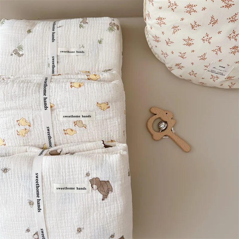 Couverture et Coussin en Mousseline Premium pour Tout-Petits avec Jolis Imprimés - bébémerveille