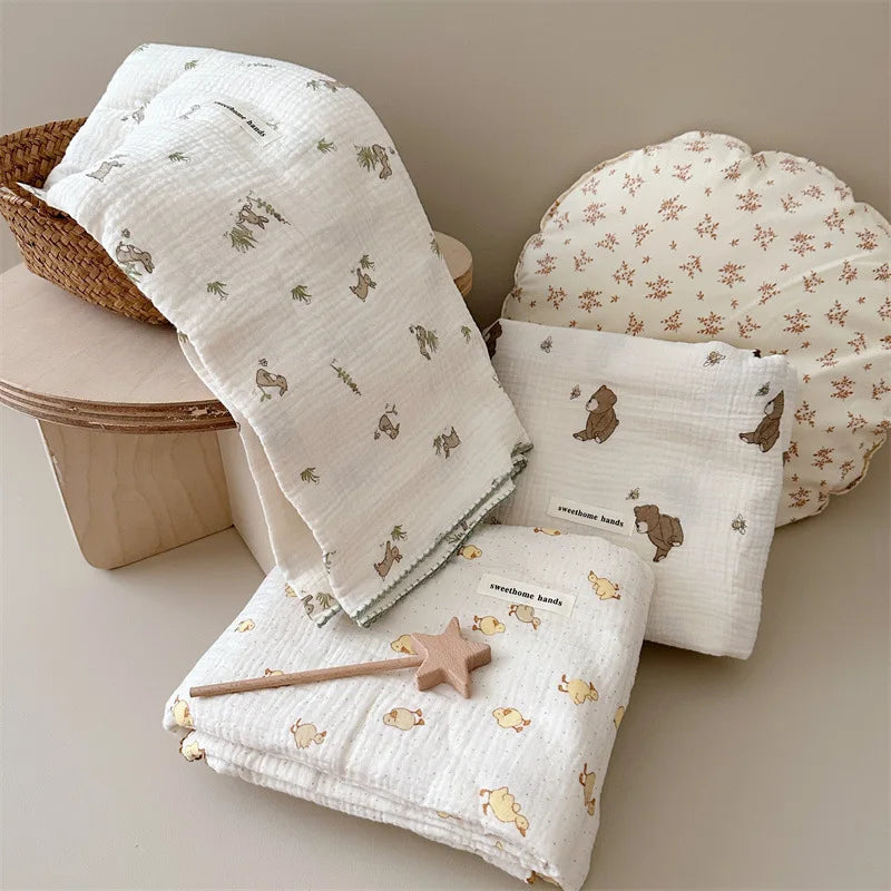 Couverture et Coussin en Mousseline Premium pour Tout-Petits avec Jolis Imprimés - bébémerveille