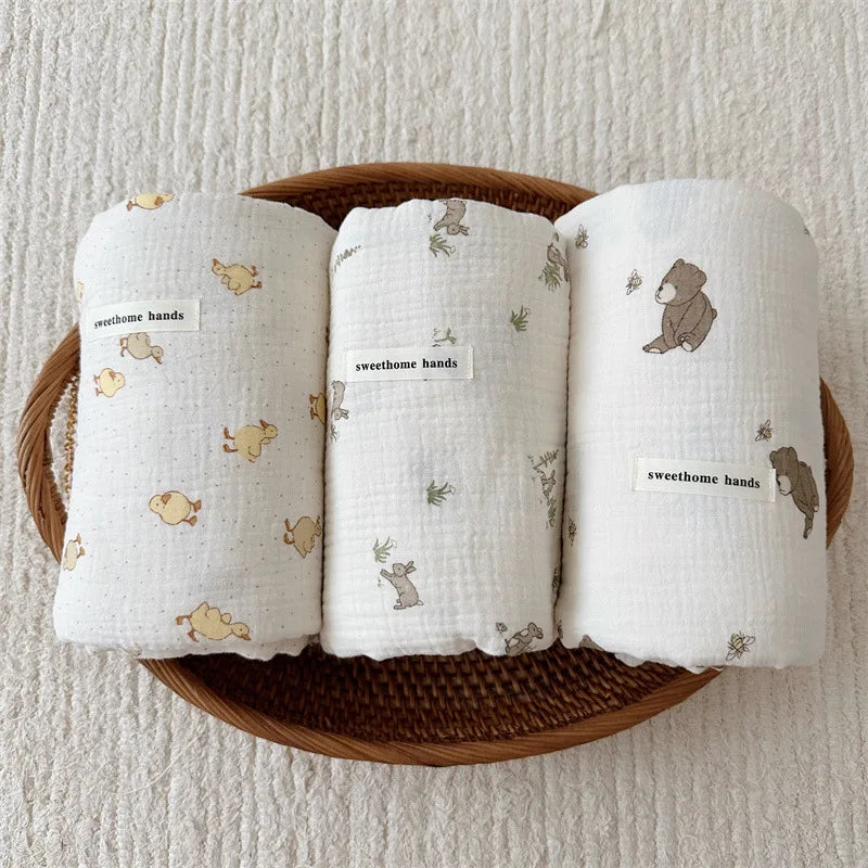 Couverture et Coussin en Mousseline Premium pour Tout-Petits avec Jolis Imprimés - bébémerveille